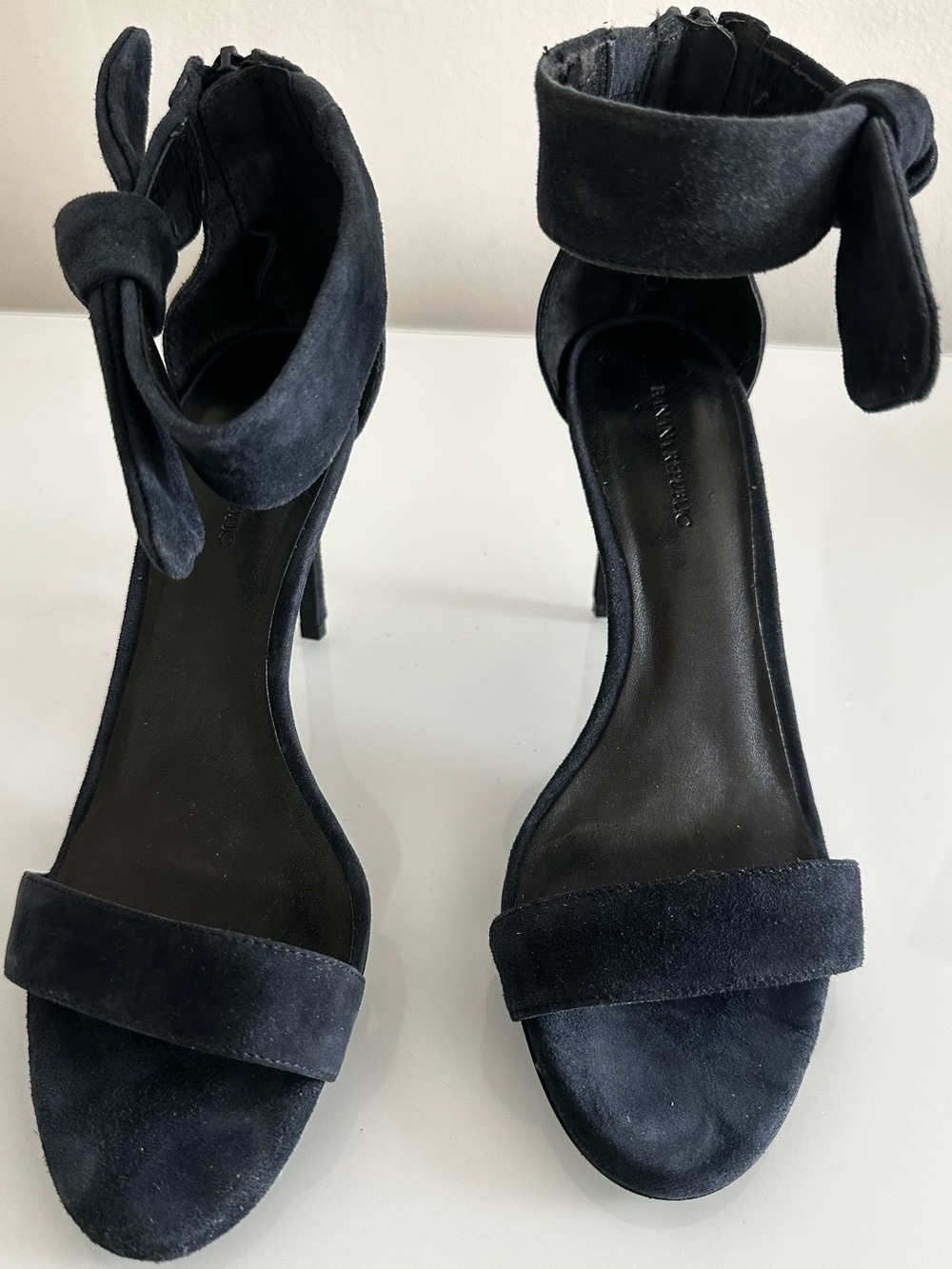 Banana Republic Women Navy Suede Ankle-Strap Heeled Sandals